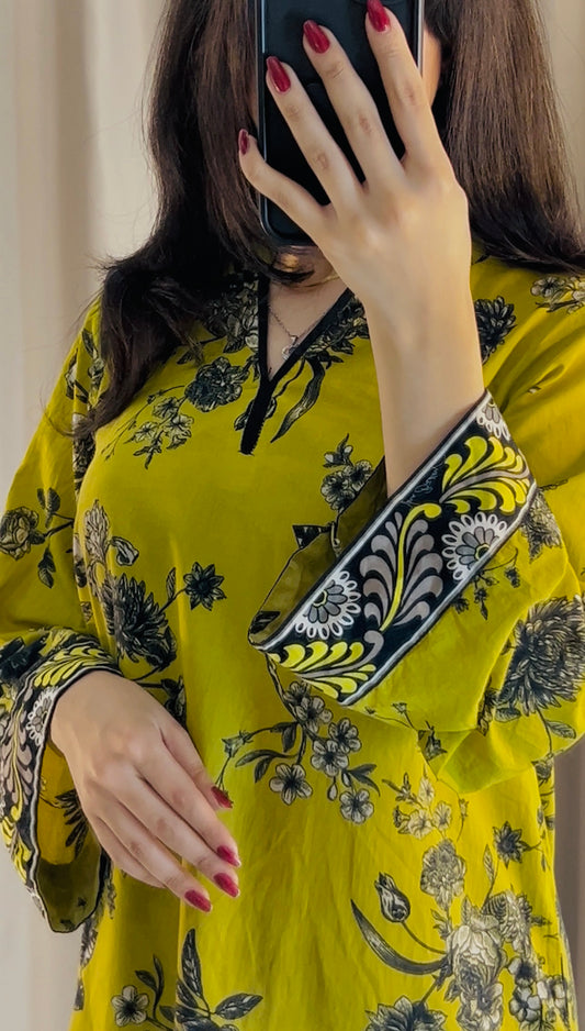 Printed Lawn cotton Co-ord sets parrot Green