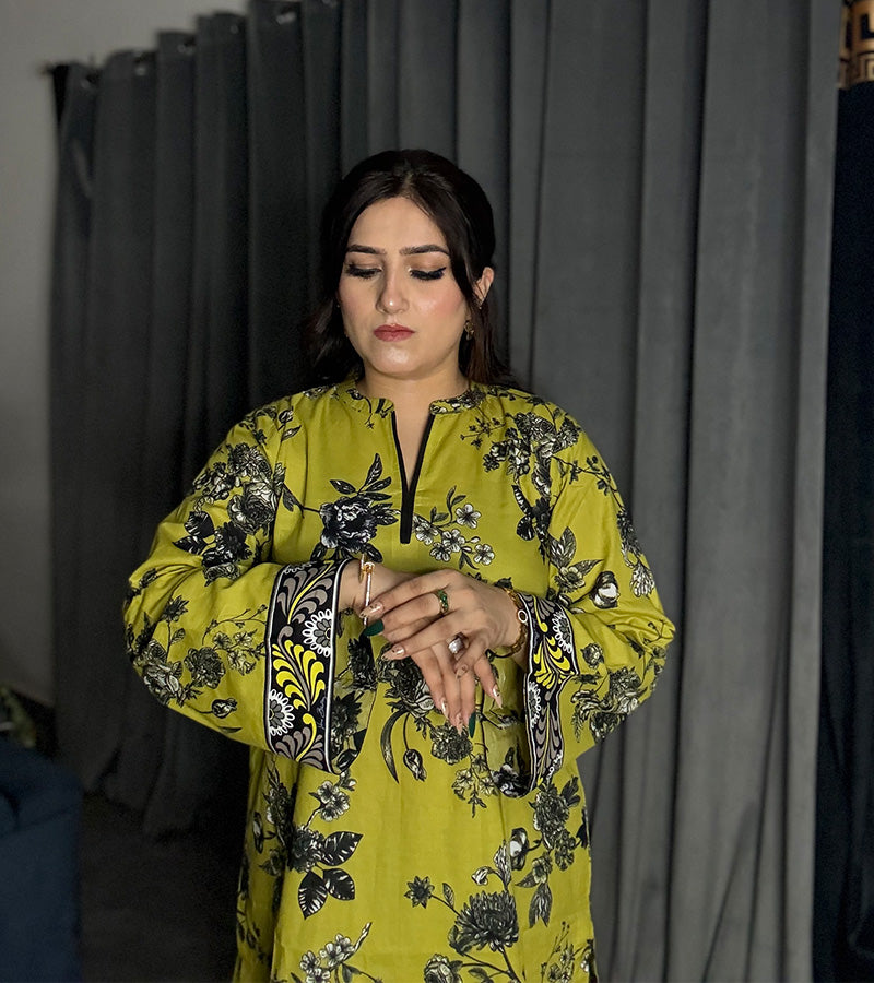 Printed Lawn cotton Co-ord sets parrot Green