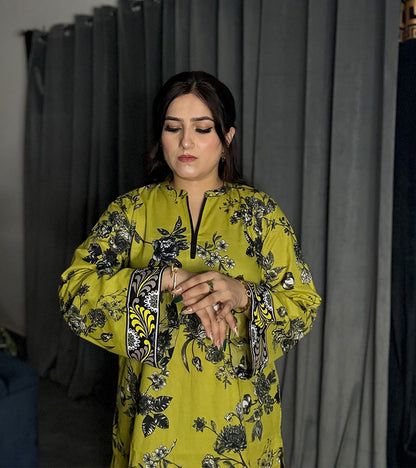 Printed Lawn cotton Co-ord sets parrot Green