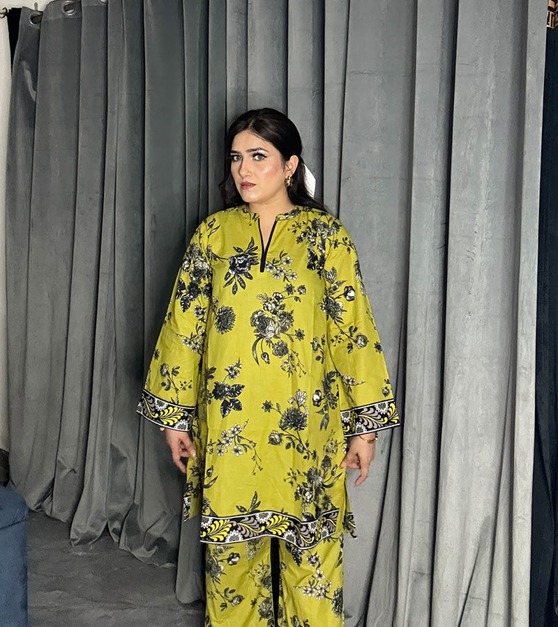 Printed Lawn cotton Co-ord sets parrot Green