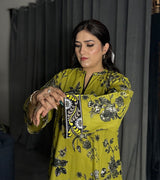 Printed Lawn cotton Co-ord sets parrot Green