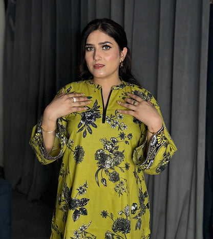 Printed Lawn cotton Co-ord sets parrot Green