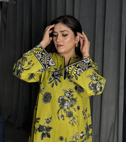 Printed Lawn cotton Co-ord sets parrot Green